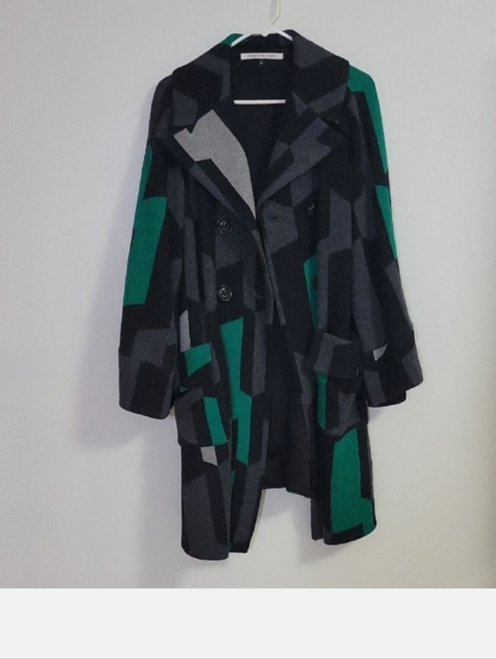 DVF Gene Kelly Wool-Silk Jacket Coat in Black - Picture 1 of 4